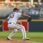 Pitcher Colton Gordon on the mound for the Brewers